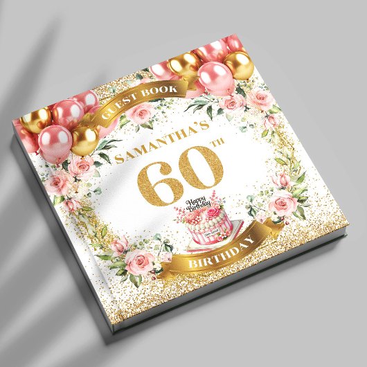 Trendy Boho 60e verjaardag gastenboek Floral Accen