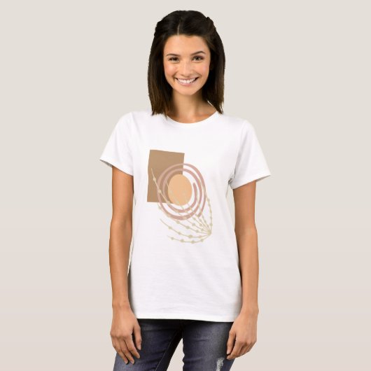 Trendy Boho Abstract Moon en Flower T-shirt (Voorkant volledig)