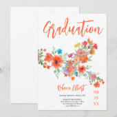 Trendy Boho Afstudeerfoto kaart – Oranje Bloemen (Voorkant / Achterkant)