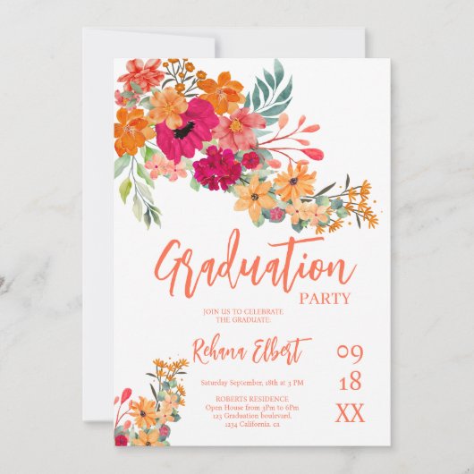 Trendy Boho Afstuderen Fotokaart – Sinaasappels Bl Kaart (Voorkant)