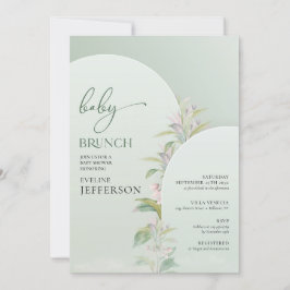 Trendy boho arch greenery blush floral baby brunch kaart