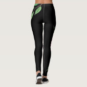 Trendy Boho Bloem Leggings - Zwart Corsage Ontwerp (Achterkant)
