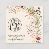 Trendy Boho bloemenevent planner logo qr code Vierkante Visitekaartje (Voorkant)