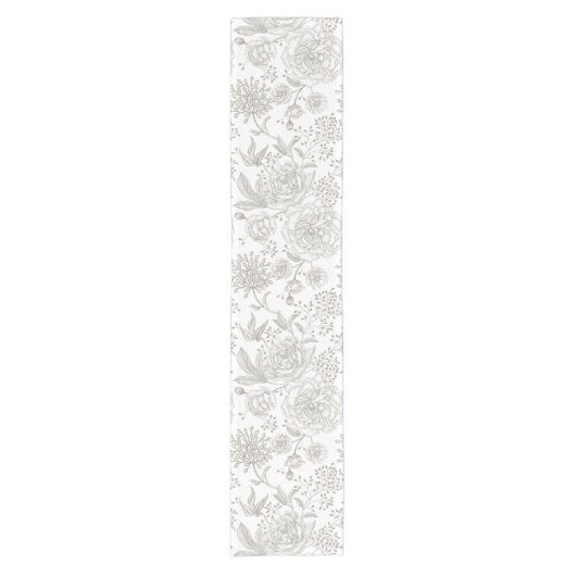 Trendy boho  bloemneutraal grijs roos korte tafelloper (Voorkant)