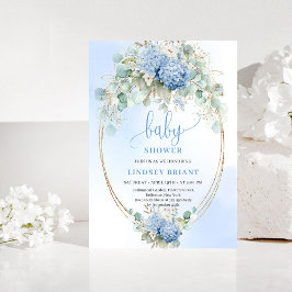 Trendy Boho Blue Floral Baby Shower Invitation Kaart