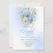 Trendy Boho Blue Floral Bridal Shower Invitation Kaart (Voorkant)