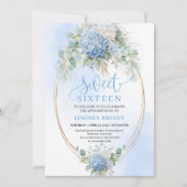Trendy Boho Blue Hydrangea Sweet Sixteen Party   Kaart (Voorkant)