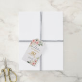 Trendy boho blush bloemengouden salie 20e verjaard cadeaulabel (Met Touw)