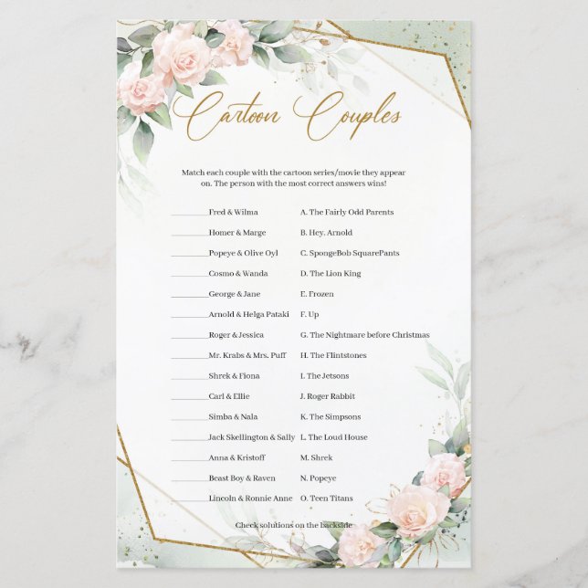 Trendy boho blush en greenery Cartoon Couples (Voorkant)