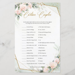 Trendy boho blush en greenery Cartoon Couples