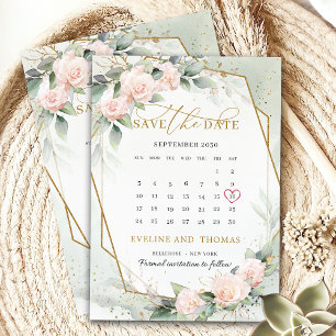 Trendy boho blush lijst eucalyptus kalender save the date