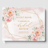 Trendy Boho Blush Pink Gold Floral Vrijgezellenfee Gastenboek (Voorkant)