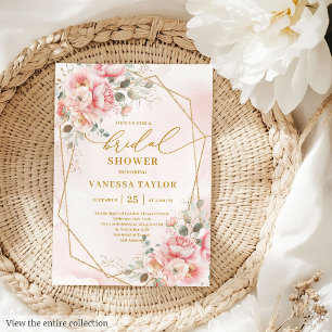 Trendy Boho Blush Pink Gold Floral Vrijgezellenfee Kaart