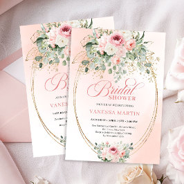 Trendy Boho Blush Roses Bridal Shower Invitation Kaart