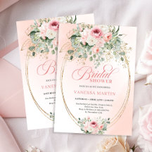 Trendy Boho Blush Rozen Bruiloft Feest Uitnodiging
