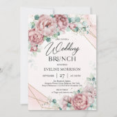 Trendy boho blush rozen eucalyptusbrunch kaart (Voorkant)