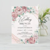 Trendy boho blush rozen eucalyptusbrunch kaart (Staand voorkant)