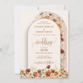 Trendy boho boog gedroogde terracotta wilde bloeme kaart (Voorkant)