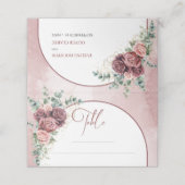 Trendy boho boogblush bordeaux bloemengoud plaatskaartje (Buitenkant ongevouwen)