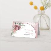 Trendy boho boogblush bordeaux bloemengoud plaatskaartje (Achterkant)