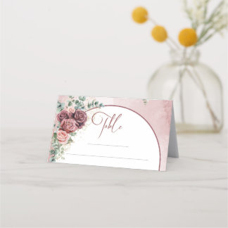 Trendy boho boogblush bordeaux bloemengoud plaatskaartje