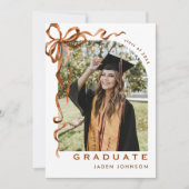 Trendy Boho Bow Ribbon 2 FOTO Afstudeerfeest Kaart (Voorkant)