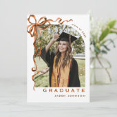 Trendy Boho Bow Ribbon 2 FOTO Afstudeerfeest Kaart (Staand voorkant)