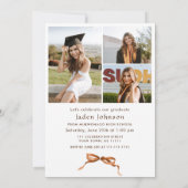 Trendy Boho Bow Ribbon 4 FOTO Afstudeerfeest Kaart (Achterkant)