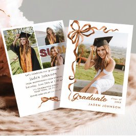 Trendy Boho Bow Ribbon 4 FOTO Afstudeerfeest Kaart