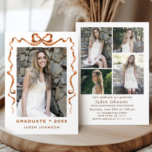 Trendy Boho Bow Ribbon 5 FOTO Afstudeerfeest Kaart