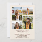 Trendy Boho Bow Ribbon 5 FOTO Afstudeerfeest Kaart (Achterkant)