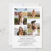 Trendy Boho Bow Ribbon 5 FOTO Afstudeerfeest Kaart (Achterkant)