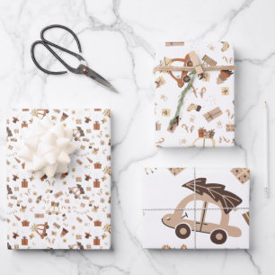 Trendy Boho Brown Kerst Inpakpapier Vel