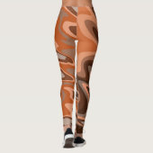 Trendy boho brown oranje Abstracte golvis Leggings (Achterkant)