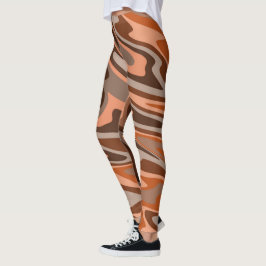 Trendy boho brown oranje Abstracte golvis Leggings