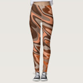 Trendy boho brown oranje Abstracte golvis Leggings (Voorkant)
