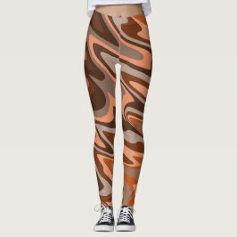 Trendy boho brown oranje Abstracte golvis Leggings
