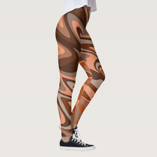 Trendy boho brown oranje Abstracte golvis Leggings (Rechts)