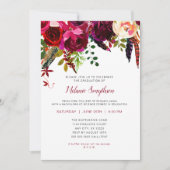 Trendy Boho Burgundy bloemensymbool afstudeerfeest Kaart (Voorkant)