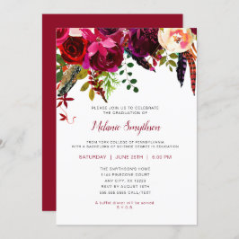Trendy Boho Burgundy bloemensymbool afstudeerfeest Kaart