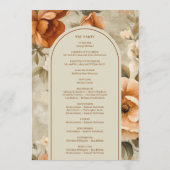Trendy Boho Burnt Orange Ivory Sage Floral Wedding Programmakaart (Achterkant)