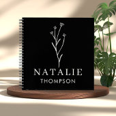 Trendy Boho Chic gepersonaliseerde naam zwart-wit Notitieboek