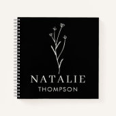 Trendy Boho Chic gepersonaliseerde naam zwart-wit Notitieboek (Voorkant)