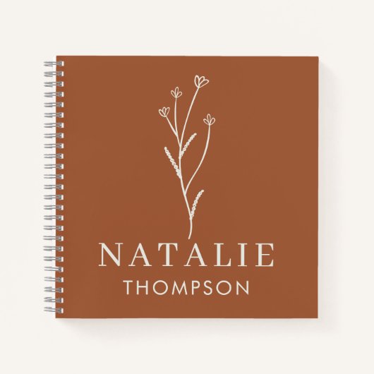 Trendy Boho Chic Minimal Custom Rustieke Terracott Notitieboek (Voorkant)