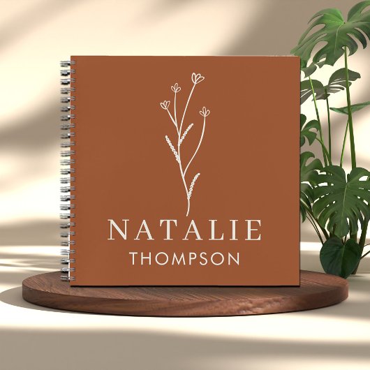 Trendy Boho Chic Minimal Custom Rustieke Terracott Notitieboek