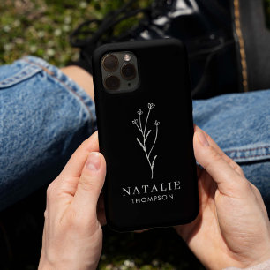 Trendy Boho Chic Minimalist Zwart Wit Gepersonalis iPhone 15 Case