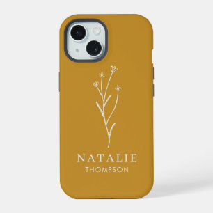 Trendy Boho Chic Minimalistisch Op Maat Mosterdgee iPhone 15 Case