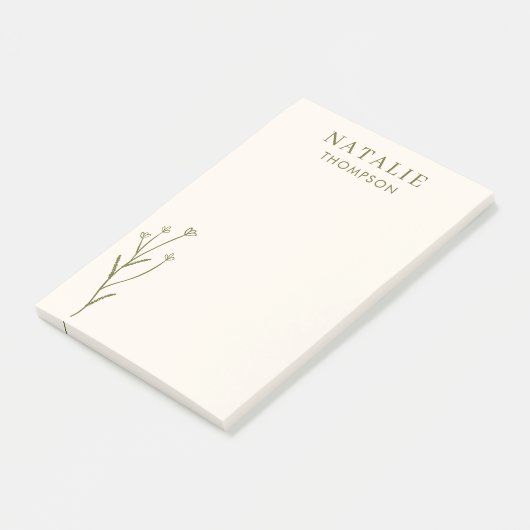 Trendy Boho Chic Rustic Olive Green gepersonalisee Post-it® Notes (Schuin)