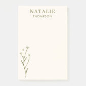 Trendy Boho Chic Rustic Olive Green gepersonalisee Post-it® Notes (Voorkant)