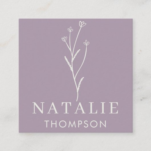 Trendy Boho chique minimalistische Lila lavendelbl Vierkante Visitekaartje (Voorkant)